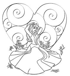 the princess in her dress with swirly hair and flowers on her head, standing next to a heart shaped tree