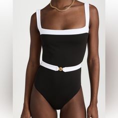 Brand New With Tags. Never Worn Bought On Sale In Store Has Been Tried On Caroline Constas Davey One Piece $295.00 Color: Black White Combo Size: S Black And White One Piece, Neckline Slimmer, One Piece Black, Caroline Constas, White One Piece, Black One Piece Swimsuit, Black White Gold, Swimsuit Cover Ups, China Fashion