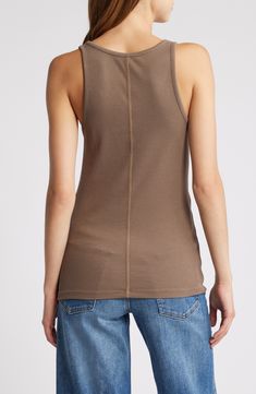 Soft ribbing lends a close fit to this layer-perfect tank. 26" length (size Medium) Scoop neck 48% micro modal, 46% supima cotton, 6% spandex Machine wash, line dry Made in the USA of imported materials Everyday Modal Tank Top, Everyday Modal Tank Top With Scoop Neck, Modal Tank Top For Everyday, Fitted Modal Sleeveless Tank Top, Fitted Sleeveless Modal Tank Top, Seamless Scoop Back Tank Top For Spring, Spring Modal Tank Top, Scoop Neck Modal Tank Top For Spring, Fitted Modal Tank Top For Layering