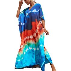 Hot Item *Fit For Different Body Types: The Kaftan Has A Length Of 55.51" (141 Cm), Shoulder Width Of 48.8" (124 Cm), And Bust Of 64.5" (173 Cm), Suitable For Us Size L-Xxl. The Kaftan-Style Design Creates A Tall, Slim Appearance And Accommodates Different Body Types. *Bohemian Style Design: This Plus-Size Kaftan Dress Blends 70s Style With Ethnic Bohemian Prints, Showcasing A Retro-Chic Look. The Deep V-Neckline Enhances The Sensual Neckline, Allowing You To Shine In Any Setting. *Lightweight A Summer Multicolor V-neck Maxi Dress, Multicolor V-neck Beach Dress For Day Out, Bohemian Flowy V-neck Swimwear, V-neck Maxi Dress For Beach Cover-up In Summer, Multicolor V-neck Beach Dress For Vacation, Flowy V-neck Swimwear For Beach Cover-up, Blue V-neck Maxi Dress For Poolside, Tropical V-neck Maxi Dress For The Beach, Flowy V-neck Swimwear For Vacation