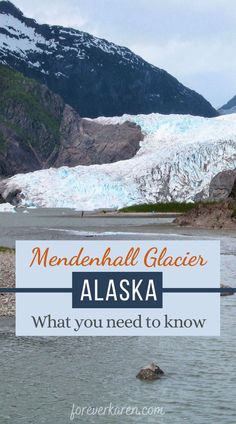 a glacier with text overlay that reads, mendenhall glacier alaska what you need to know