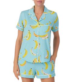 kate spade new york Short Sleeve Notch Collar Cozy Jersey Banana Print Pajama Set | Dillard's Kate Spade Pajamas, Best Pjs, New York Print, Short Pajamas, Banana Print, So Kate, Notch Collar, Sleepwear & Loungewear, Print Pajamas