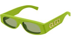 Gucci sunglasses model GG1771S geometric recycled acetate frame color code 009 shiny solid acid green with green temple and solid green lens. Gucci Sunglasses Green, Shapes Images, Green Lens, Green Sunglasses, Sunglasses Model, Solid Green, Green Frame, Ski Goggles, Gucci Sunglasses