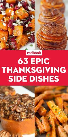 thanksgiving side dishes with text overlay that reads, 63 epic thanksgiving side dishes