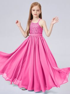 Halter Sleeveless Lace Junior Bridesmaid Dress Young Bridesmaid Dresses Fancy, Pink Princess Bridesmaid Dress, Princess Style Sleeveless Bridesmaid Dress, Spring Wedding Sleeveless Bridesmaid Dress, Sleeveless Bridesmaid Dress With Fitted Bodice For Summer, Sleeveless Summer Bridesmaid Dress With Fitted Bodice, Pink Sleeveless Chiffon Bridesmaid Dress, Princess Style Sleeveless Bridesmaid Dress For Wedding, Sleeveless Pink Chiffon Bridesmaid Dress