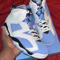 Brand New Size 9 Blue High-top Sneakers With Contrasting Heel, Blue Low-top Sneakers With Contrasting Heel Counter, Blue Low-top Sneakers With Contrasting Heel, Blue Sneakers With Contrasting Heel And Round Toe, Jordan Unc, Jordan Blue, Nike Fashion Shoes, Jordan 23, Shoes Air