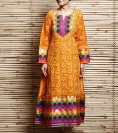 Orange Chanderi Noorie Kurta With Chikankari  #ShopNow #InstaFashion #InstaShop #InstaIndian #IndianArtizans #InstaEthnic #Ethnic #InstaStyle #Fashion #Collection #BuyNow #Garments #EthnicFiesta #OnlineShopping Orange