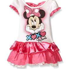 Brand-New By Disney Minnie Mouse Dress Comes With The Diaper Cover Multiple Sizes Available Ruffle Tulle Dress, Boys School Outfits, Minnie Dress, Tank Top Skirt, French Street Fashion, Minnie Mouse Dress, Minnie Mouse Girl, Top Skirt Set, Knit Jumpsuit