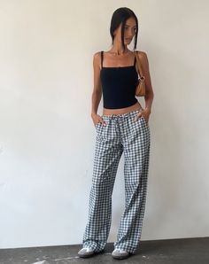 Lirura Wide Leg Trouser in Brandy Check Y2k Spring, Plaid Trousers, Fall Pants, Women Tie, Pants Casual, Low Waisted, Big Sister, Drawstring Pants, Fall Outfits Women