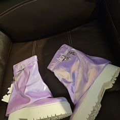 Brand New Size 9. Sparkl Fairy Couture Boots. Price Is Negotiable. Fairy Shoes Purple, Party Boots With Platform And Flat Heel, Summer Purple Round Toe Boots, Pastel Boots, Fairy Couture, Couture Boots, Leopard Ankle Boots, Black Leather Chelsea Boots, Short Ankle Boots