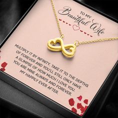 To My Beautiful Wife Meaningful Valentine's Day Jewelry With Gift Box, Elegant Valentine's Day Necklace With Gift Box, Elegant Valentine's Day Necklace In Gift Box, Gold Necklace With Gift Box For Anniversary, Rose Gold Jewelry In Gift Box For Birthday, Gold Jewelry Birthday Gift With Gift Box, Mother's Day Wedding Jewelry In Gift Box, Mother's Day Jewelry Gift Box For Her, Mother’s Day Jewelry Gift Box For Her