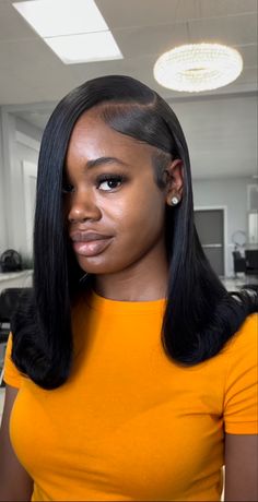 Silk Press Prom Hairstyle, Middle Part Flipped Ends Black Women, Side Part Layered Hair Black Women Wig, Trending Claw Clip Quick Weave, Black Woman Silk Press With Curls, Nice Smile, Pressed Natural Hair, Silk Press Natural Hair, Hairstyle Trends