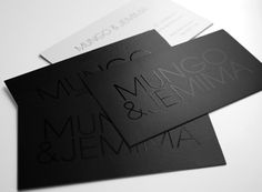 two black and white business cards with the words municc, mino & mem