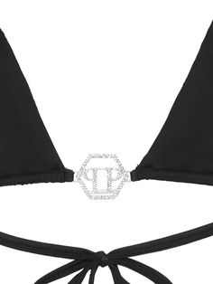 Philipp Plein Бикини с Треугольными Чашками и Логотипом - Farfetch Luxury Black Swimwear With Adjustable Straps, Luxury Triangle Top Swimwear, Luxury Black Low-rise Swimwear Bottom, Phillip Plein Dress, Philipp Plein Jeans, Philipp Plein