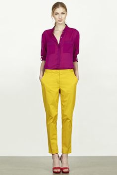 Yellow Trousers Outfit, Yellow Pants Outfit, Yellow Trousers, Yellow Outfits, Trousers Pattern, Trousers Outfit, Colour Combinations Fashion, Color Blocking Outfits, Color Combinations For Clothes