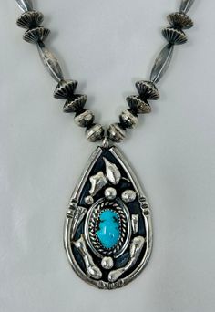 pre-owned, good condition - see photos signed by Navajo artist H. Plummer 100% sterling silver and turquoise - hand crafted Adjustable Southwestern Silver Turquoise Necklace, Western Silver Turquoise Necklace Nickel Free, Southwestern Turquoise Necklace With Oxidized Finish, Western Style Silver Turquoise Necklace, Nickel Free, Nickel-free Silver Turquoise Necklace In Western Style, Silver Artisan Necklace With Concho, Artisan Silver Necklace With Concho, Southwestern Sterling Silver Turquoise Necklace Collectible, Southwestern Turquoise Sterling Silver Collectible Necklace