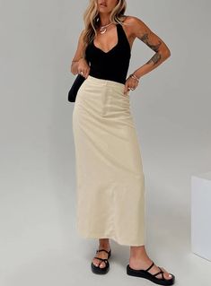 Romeria Maxi Skirt Beige Linen Skirt Outfit, Beige Maxi Skirt, Skirt Linen, Maxi Skirt Outfits, Fleece Dress, Outerwear Outfit, Linen Material, Linen Skirt, Loungewear Sets