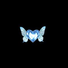 an angel heart with wings on a black background