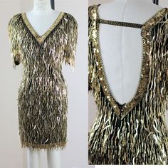 "Fabulous Shark tooth beaded dress...this one is too fun!! It can be used as a flapper type..or a Disco type ...amazing...dress!! Measuring: 37\" length Bust: 34\" Waist: 24\" Hip: 34\" Very Small...but this stretches a bit Pet Free/smoke free Enjoy!" Gatsby Party Dress, Large Sequins, 20s Fashion, Shark Tooth, Cocktail Evening Dresses, Shark Teeth, Sequin Beading, Beaded Dress, Stunning Dresses