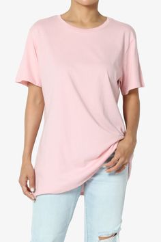 Mayra O Neck Cotton Boyfriend Tee Basic Short Sleeve Top With Shirttail Hem For Everyday, Spring Soft-washed T-shirt With Shirttail Hem, Cotton Solid Color T-shirt For Loungewear, Soft-washed T-shirt With Shirttail Hem For Spring, Soft-washed Shirttail Hem T-shirt For Spring, Relaxed Fit Solid Color T-shirt For Loungewear, Casual Curved Hem T-shirt For Spring, Trendy Solid Color T-shirt With Shirttail Hem, Oversized Short Sleeve Top With Crew Neck