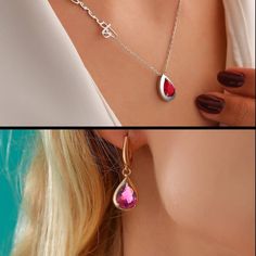 A custom pendant necklace personalized for souls born in July. This elegant necklace comes with the July gemstones - ruby - selected by our jewelers to create the perfect energetic combination for you or your loved one born in July. In a timeless but elegant solitaire pendant design with a single teardrop gemstone set on a 18” cable chain with lobster clasp available in gold vermeil, sterling silver or rose gold, The ruby birthstone that comes with your name necklace is uniquely personalized tha Elegant Ruby Birthstone Necklace, Elegant Ruby Pendant Birthstone Necklace, Elegant Red Birthstone Necklace For Gift, Elegant Red Birthstone Necklace Gift, Ruby Birthstone Necklace As Gift, Elegant Ruby Teardrop Pendant Necklace, Ruby Clavicle Chain Jewelry As Gift, Ruby Clavicle Chain Jewelry Gift, Ruby Teardrop Pendant Jewelry