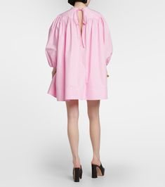 Cotton Poplin Minidress in Pink - Patou | Mytheresa Chic Cotton Smock Dress, Chic Summer Poplin Dress, Spring Cotton Mini Dress, Chic Poplin Dresses For Spring, Feminine Knee-length Cotton Mini Dress, Spring Cotton Knee-length Mini Dress, Spring Knee-length Cotton Mini Dress, Knee-length Cotton Mini Dress For Spring, Chic Cotton Mini Dress For Daywear