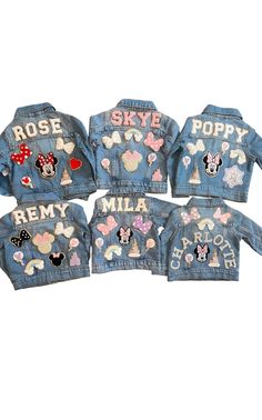 Girls Magical Park Patch Jean Jacket, Kids Personalized Denim Jacket, Kids Vacation Jacket - Etsy Diy Disney Patch Jean Jacket, Disney Jean Jacket Diy, Disney Denim Jacket Patches, Decorate Jean Jacket Diy, Customizable Cute Fall Outerwear, Cute Fall Outerwear, Customizable Denim Outerwear For Fall, Customizable Cute Denim Jacket, Fun Cotton Denim Jacket For Fall