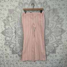 I Ship Within 24 Hours :) $98 Victorias Secret Body By Victoria Christie Fit Flare Leg Dress Work Pants Size: 10 (These Are A Short Length, Please See Measurements) Color: Ivory Pink Stripe Purchased From Another Seller As A “Merchandise Return” Many Years Ago, Tags Were Cut To Prevent Returns. I Have Never Worn Them. No Rips Or Stains. Still Look New. Measurements Are Approximate (Taken Lying Flat; Un-Stretched) Across Waist: 14” Crotch Seam To Top Of Waist: 9” Crotch Seam To Bottom Of Pants (I Fitted Pink Cotton Bottoms, Victoria's Secret Pink Casual Pants, Fitted Cotton Bottoms By Victoria's Secret, Fitted Cotton Bottoms From Victoria's Secret, Pink Fitted Straight Leg Bottoms, Fitted Straight Leg Pink Pants, Victoria's Secret Pink Bottoms For Summer, Victoria's Secret Pink Pants, Fitted Pink Bottoms From Victoria's Secret