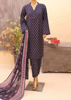 Bin Saeed Ready Made Printed Lawn Dress - db26384 Elegant Purple Printed Lawn Suit, Cotton Party Dresses For Eid, Fitted Cotton Lawn Suit With Long Sleeves, Elegant Cotton Dresses For Eid, Elegant Purple Cotton Lawn Suit, Printed Motifs Fitted Long Sleeve Sets, Long Sleeve Cotton Dress For Eid, Purple Fitted Lawn Suit For Festive Occasions, Fitted Cotton Dress For Festive Occasions