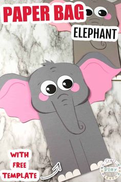 paper bag elephant craft with free template