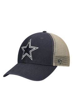 When it comes to Dallas Cowboys fandom, you know that you're the real MVP. Show your fiery spirit and your fan status by grabbing this Flagship MVP snapback hat from '47. This snapback features a bold Dallas Cowboys logo on the front and breathable mesh panels on the back, so you can assert your allegiance and keep comfortable doing it. Material: 100% Cotton  Material I; 100% Polyester  Material II Mid Crown Structured fit Curved bill Snapback One size fits most Four mesh mid and rear panels Emb Baseball Cap With Team Logo For Fans, Team Logo Baseball Cap For Fans, Snapback Trucker Hat With Team Logo, Team-colored Trucker Hat With Curved Bill, Curved Visor Hats For Sports Fans, Sports Fan Snapback Baseball Cap, Sports Fan Snapback Baseball Cap For Fan Merchandise, Baseball Season Trucker Hat Fan Merchandise, Fan Merchandise Snapback Hat With Team Spirit