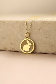 Gold Rabbit Pendant - Bunny Gold Necklace ● Material of pendant: Solid Gold 14k ( REAL GOLD ) ● Metal Stamp: 14k ( REAL GOLD ) ● The pendant is available in 5 sizes: - 12,7 mm / 0.5 inches (Diameter) - 14,0 mm / 0,55 inches ( Diameter ) In the photos - 15,3 mm / 0.6 inches ( Diameter ) - 16,5 mm / 0,65 inches ( Diameter ) - 19,1 mm / 0,75 inches ( Diameter ) ( In the photos the size is 14mm / 0.55 inches Diameter ) ( Jump Ring inner diameter: 4 mm ) ● Material of chain: Solid gold 14k ( REAL GOL Gold Necklace With Animal Design For Gift, Gold Animal Design Necklace For Gift, Gold Hummingbird, Hummingbird Jewelry, Hummingbird Necklace, Rabbit Necklaces, Hummingbird Pendant, Rabbit Pendant, Taurus Sign