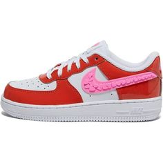 Preschool Nike Force 1 Low LV8 1 Picante Red/Pink Spell-White Size: 3Y.  Gender: unisex.  Age Group: kids. Nike Force 1, Top Basketball Shoes, Baby Nike, Nike Force, 95 Nike, Nike Tanjun, Cute Nike, Pink Nikes, Cute Nikes