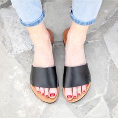 This ethically crafted leather slide is an effortless way to always have beautiful footwear. Everyday Mules With Textured Sole And Round Toe, Everyday Leather Slip-on Slides, Everyday Leather Mules With Textured Sole, Leather Slippers With Cushioned Footbed For Everyday, Everyday Leather Slippers With Cushioned Footbed, Everyday Slides With Removable Insole And Round Toe, Minimalist Black Sandals For Spring, Everyday Sandals With Textured Sole And Closed Toe, Everyday Closed Toe Sandals With Textured Sole