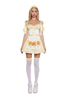 base|light yellow Goldilocks Halloween Costume, Goldilocks Costume, Skirt With Straps, Ruffled Apron, Goldie Locks, Dorothy Costume, Handkerchief Hem Skirt, Tulle Petticoat, Layered Mini Skirt