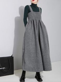 Loose Elegant Cotton Jumpsuit GRAY-FREE SIZE Stylish Fall Outfits, Cotton Jumpsuit, Suspender Dress, Mode Hijab, 가을 패션, Overall Dress, Mode Inspiration, Types Of Skirts, Mode Outfits