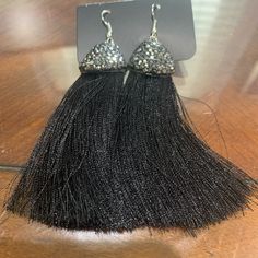 Earrings So Unique!!! Chic Tassel Earrings For Evening, Glamorous Evening Tassel Earrings For Pierced Ears, Glamorous Evening Tassel Earrings, Black Single Plug Earring For Party, Glamorous Black Dangle Earrings, Black Tassel Drop Earrings For Evening, Elegant Black Tassel Drop Earrings, Black Dangle Tassel Earrings For Party, Earrings Color