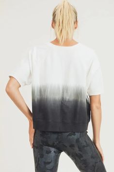 This breathable top features a gradient effect from its dip-dye wash, short raglan sleeves, a round neckline, a boxy silhouette, and a slightly cropped length. •100% cotton terry Beautiful Gradient, Raglan Top, Jewelry Design Inspiration, Boxy Top, Tie Dye Sweatshirt, Dip Dye, Raglan Sleeve, Everyday Outfits, French Terry