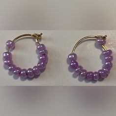 Purple Beaded Earrings Hypoallergenic Purple Beaded Earrings, Hypoallergenic Purple Round Bead Earrings, Adjustable Hypoallergenic Purple Beaded Earrings, Purple Round Beaded Earrings With Ear Wire, Adjustable Purple Round Hoop Earrings, Adjustable Purple Hoop Earrings, Purple Beaded Dangle Hoop Earrings, Purple Beaded Round Hoop Earrings, Purple Beaded Hoop Earrings With Round Beads