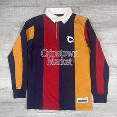 Chinatown Market Striped Multicolor Embroidered Rugby Polo Shirt Size Small. Brand new with tags. Deadstock that has been in storage for a while. Please see detailed photos for condition, dimensions and signs of wear. No refunds or exchanges for sizing. I have over 2600 positive feedbacks and a 100% seller rating so rest assured that you are receiving a well described item and fast service. I appreciate your business and please be sure to see the additional items in my eBay store! Chinatown Market, Rugby Polo, Detailed Photos, Rugby Shirt, Red Yellow, Rugby, Ebay Store, Polo Shirt, Mens Accessories