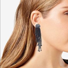 Gorgeous Drop Earrings By Kate Spade With Black Shimmering Sequin Posts And Beaded Tassels. Set In Gold-Toned Mixed Metal. Approximate 3 1/2” Drop. Post Back. New With Tags. Beautiful Earrings, Perfect For The Holidays! Silver Beaded Tassel Earrings, Elegant Beaded Dangle Earrings With Tassels, Elegant Beaded Fringe Chandelier Earrings, Elegant Beaded Fringe Earrings, Evening Beaded Fringe Dangle Earrings, Elegant Beaded Fringe Earrings For Party, Elegant Fringe Beaded Earrings For Party, Elegant Black Fringe Chandelier Earrings, Evening Beaded Earrings With Dangling Beads