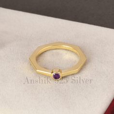 Complete your look for a glamorous evening in this gorgeous sterling silver overlay Fine Gemstone Ring studded with Amethyst. The Fine Gemstone Ring will go well with all of your dresses and are attention seeking. ------------------------------------------ Welcome to Our Shop Anshik925Silver ------------------------------------------ "Handcrafted Natural Amethyst Ring, Gemstone Ring, Purple Statement Ring, 14k Yellow Gold Jewelry, Engagement Gift, Ring For Bride" Description :- Metal:-  Yellow G Elegant Amethyst Stackable Rings As Gift, Elegant Sterling Silver Amethyst Birthstone Ring, Elegant Amethyst Birthstone Ring Gift, Elegant Purple Stackable Birthstone Ring, Gold Amethyst Stackable Rings, Elegant Gold Stackable Amethyst Ring, Gold Sapphire Ring In Sterling Silver, Formal Gold Sterling Silver Crystal Ring, Gold Amethyst Stackable Ring Fine Jewelry