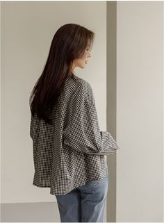 JUSTONE New Check Loose Fit Shirt | Plaid for Women | KOODING Casual Long Sleeve Top With Grid Pattern, Long Sleeve Cotton Shirt With Houndstooth Pattern, Fall Cotton Shirt With Grid Pattern, Fall Long Sleeve Tops With Grid Pattern, Casual Tops With Grid Pattern For Fall, Long Sleeve Cotton Top With Houndstooth Pattern, Casual Cotton Tops With Grid Pattern, Casual Cotton Shirt With Houndstooth Pattern, Casual Houndstooth Pattern Shirt For Spring