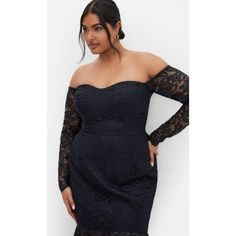 Designed with your curves in mind, the Athena Lace Dress highlights your figure like nothing else. Designed with an over-all lace fabrication, subtle boning and an off-shoulder sweetheart neckline, this dress is made to make hearts flutter. Bold and fiercely fashionable, no one does plus size fashion like City Chic. Loved around the globe for its diverse range of fashion-forward styles for any occasion. From show-stopping evening gowns to workwear and casualwear, City Chic will take your style t Fitted Off-shoulder Lace Dress For Formal Occasions, Formal Fitted Off-shoulder Lace Dress, Elegant Fitted Off-shoulder Lace Dress, Maxi Bodycon Dress, Midi Slip Dress, Womens Cami, Women Midi, Knit Midi, Chic Woman