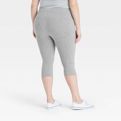 Keep your casual style on point with these High-Waist Cotton Blend Seamless Capri Leggings from A New Day™. These below-knee ankle leggings make a go-to pick whether you're hanging around the house or heading out casually. They feature a high-rise fit to create a flattering silhouette, along with a cotton gusset for breathable wear. Plus, the seamless leggings are crafted from soft, stretchy fabric for comfortable movement. Pair them with a range of tank tops, tees and sweatshirts, along with sn Casual Knee-length Stretch Leggings, Casual Knee-length Yoga Capris, Casual Knee-length Capris For Yoga, Gray Stretch Knee-length Bottoms, Casual Knee-length Yoga Leggings, Casual Spring Knee-length Leggings, Casual Knee-length Workout Capris, Casual Stretch Capris, Casual Stretch Capris With Short Length