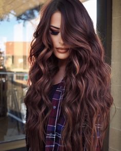 Cherry Hair Colors, Hair Color Chocolate, Cherry Hair, Cherry Chocolate, Chocolate Hair, Hot Hair Colors, Winter Hair Color, Fall Hair Color, Winter Hairstyles