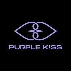 the purple kiss logo on a black background