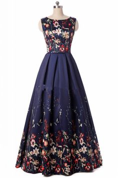 Long Evening Dresses 2017 Elegant Floral Print Fashion Evening Dress Formal Gown Party Dresses Lace-Up Back A-line Dress With Floral Print For Banquet, A-line Dress With Lined Bodice For Banquet, A-line Banquet Dress With Lined Bodice, Fitted Bodice A-line Maxi Dress For Banquet, Fitted Dresses With Lined Bodice For Banquets, Fitted Dress With Lined Bodice For Banquet, Banquet Ball Gown Dresses With Sweep Train, Fitted Full Skirt Prom Dress, Banquet A-line Maxi Dress With Sweep Train