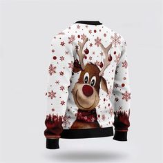 Reindeer Merry & Bright Ugly Christmas Sweater – Sweater Gifts For Pet Lover – Excoolent The Sweater is the epitome of classic comfort and style. Crafted from premium materials, it offers warmth and softness, making it a must-have for chilly days. With its versatile design, it effortlessly complements various outfits, whether layered over a shirt... Casual Shirt Women, Preppy Look, Embroidered Caps, Sweater Collection, Sweater Gift, Pet Lover, Embroidered Sweatshirts, Gifts For Pet Lovers, Merry And Bright