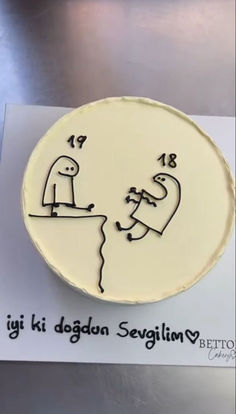 a cake with a drawing of a man on it